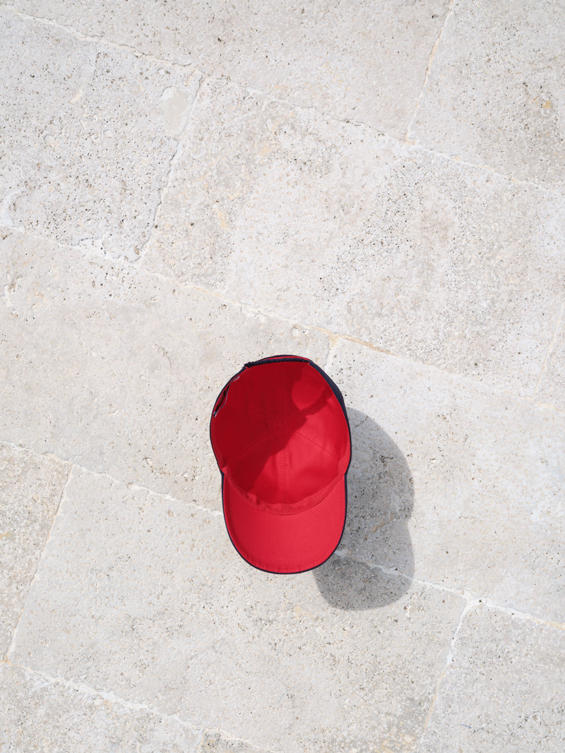 DOPPIOZERO | CAPPELLO VISIERA | COTONE TWILL | BLU ZERO - ROSSO