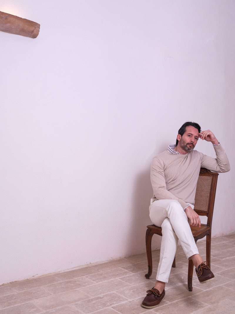 ESSENZA SABBIA | GIROCOLLO | SETA - COTONE | SABBIA