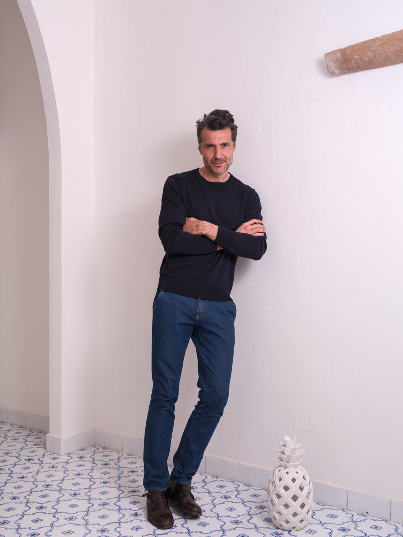 ESSENZA BLU | GIROCOLLO | SETA - COTONE | BLU ZERO