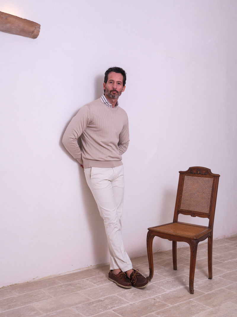 ESSENZA SABBIA | GIROCOLLO | SETA - COTONE | SABBIA