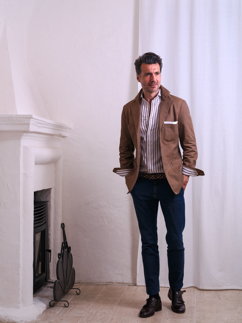 Men's Tailored Cotton Safari Jacket in Ochre | Iconazero – ICONAZERO