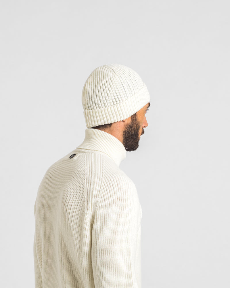 HUNTER | RIBBED CAP HAT | VIRGIN WOOL | CREAM